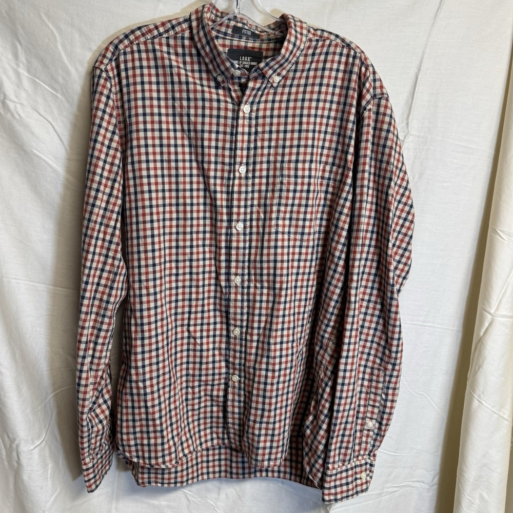 MENS H&M L.O.G.G. PLAID BUTTON DOWN SHIRT LARGE FITTED